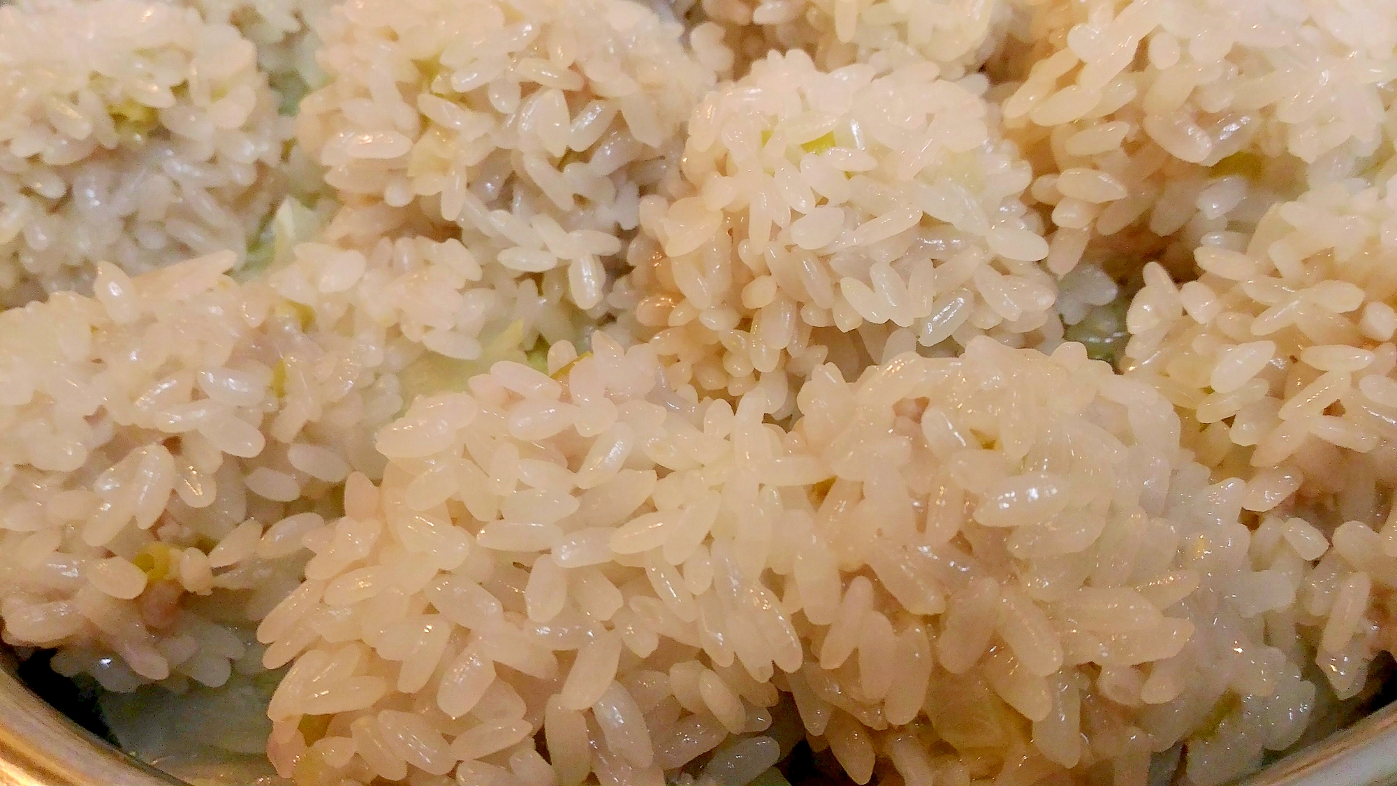 新玉葱とキャベツ入り肉団子のもち米蒸し