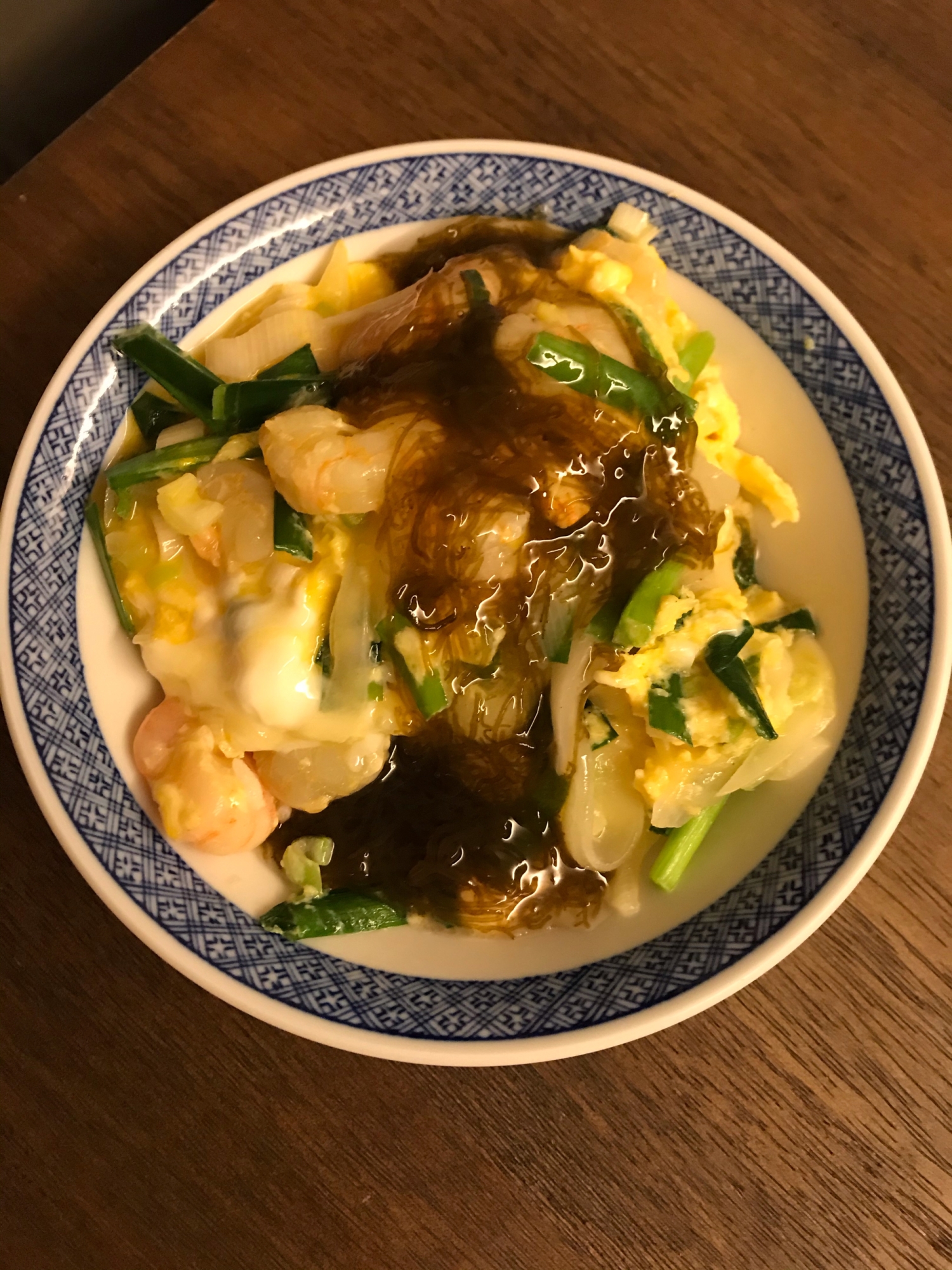 もずく酢好きのエビ玉丼