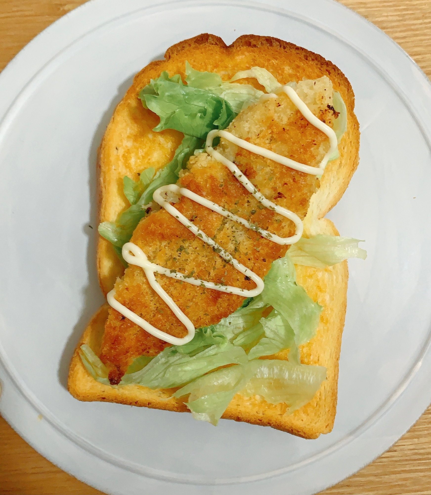 アレンジトースト☆白身魚とレタスのパン