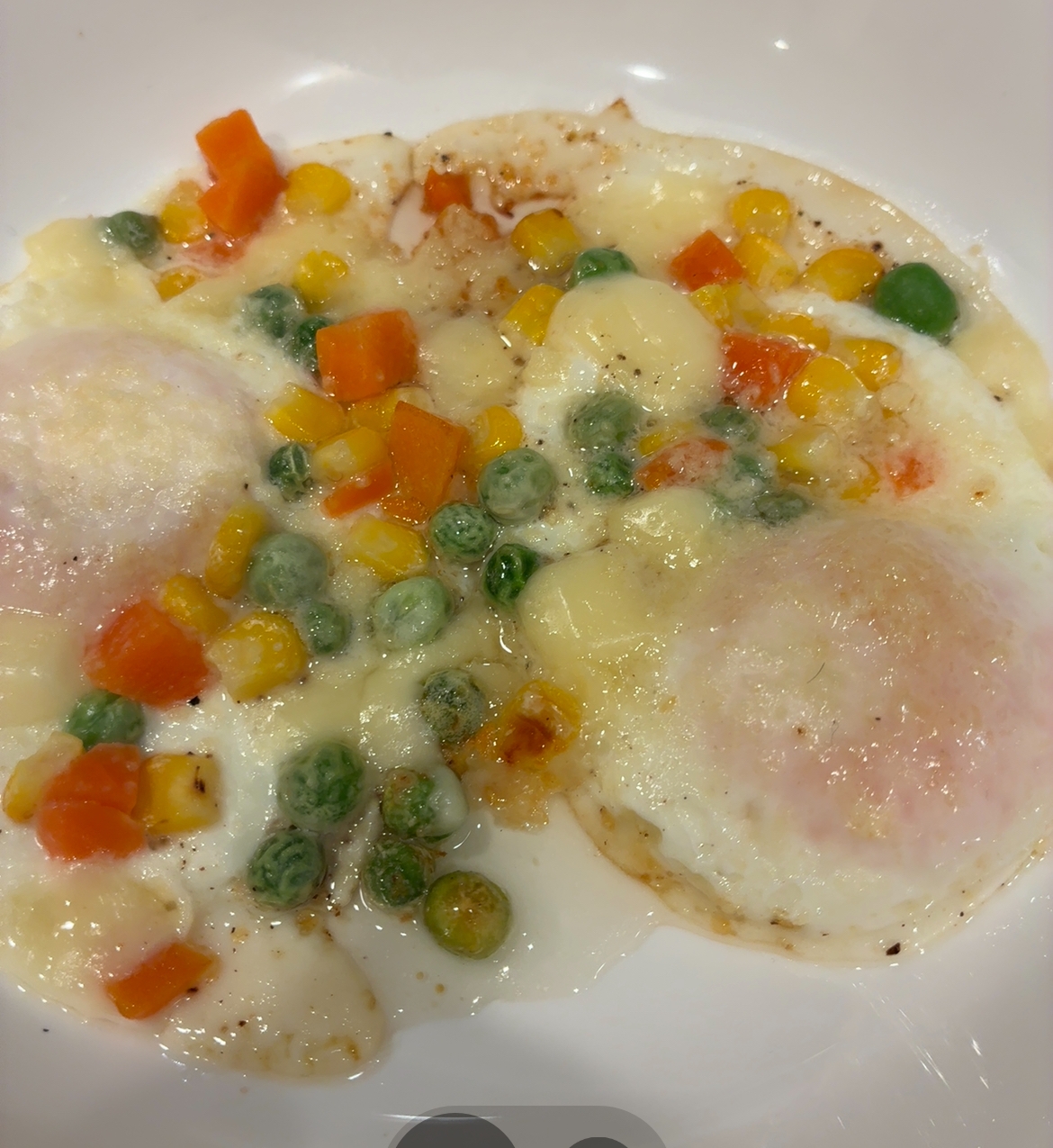 ミックスベジタブル、チーズのオープンエッグ1135