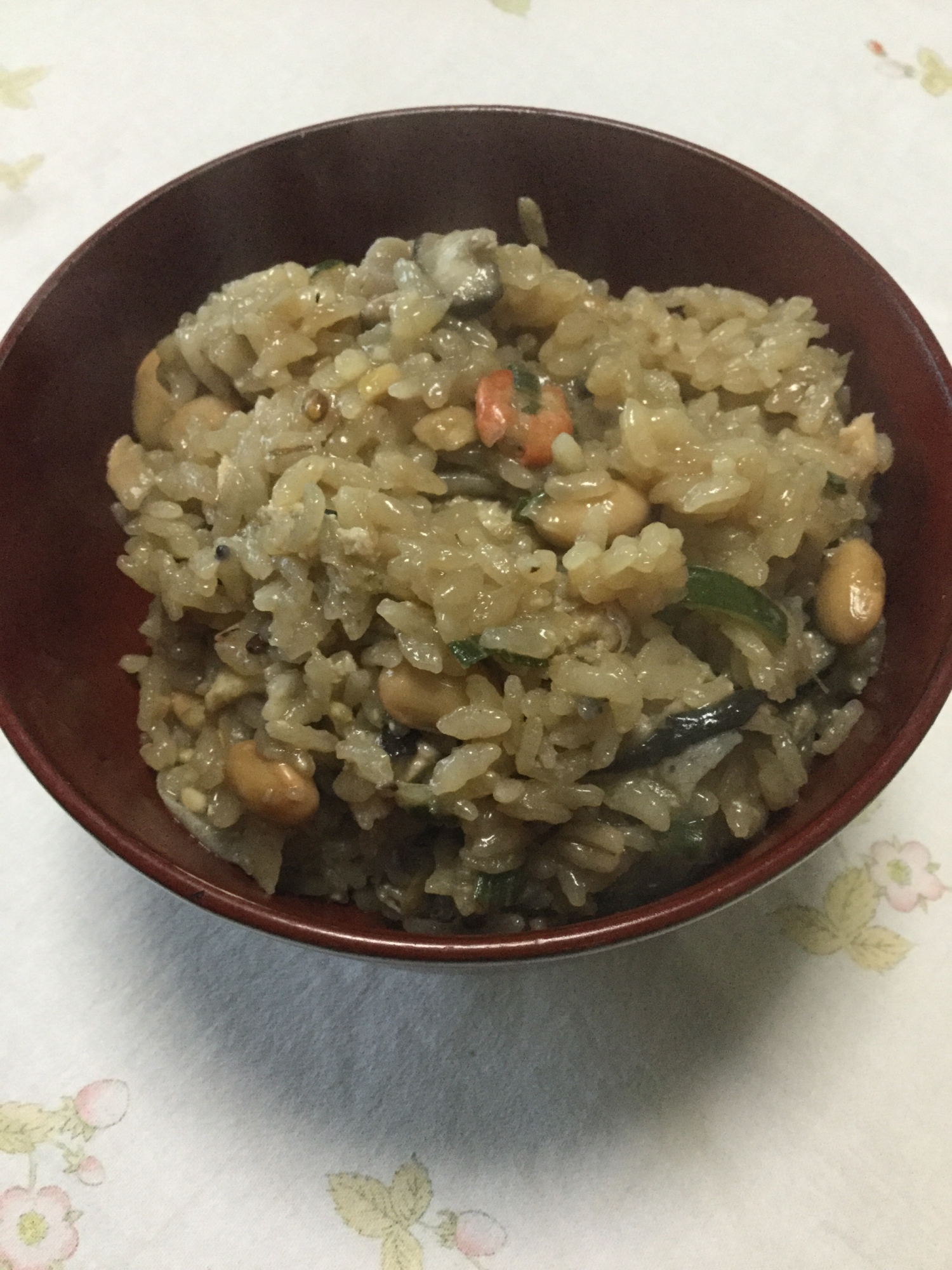 芝エビと大豆の炊き込みご飯