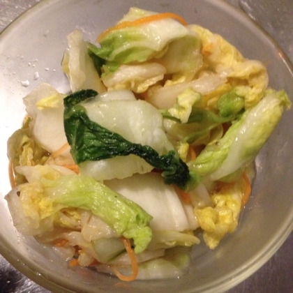 塩麹入り　簡単　白菜とにんじんの浅漬け（＾＾）