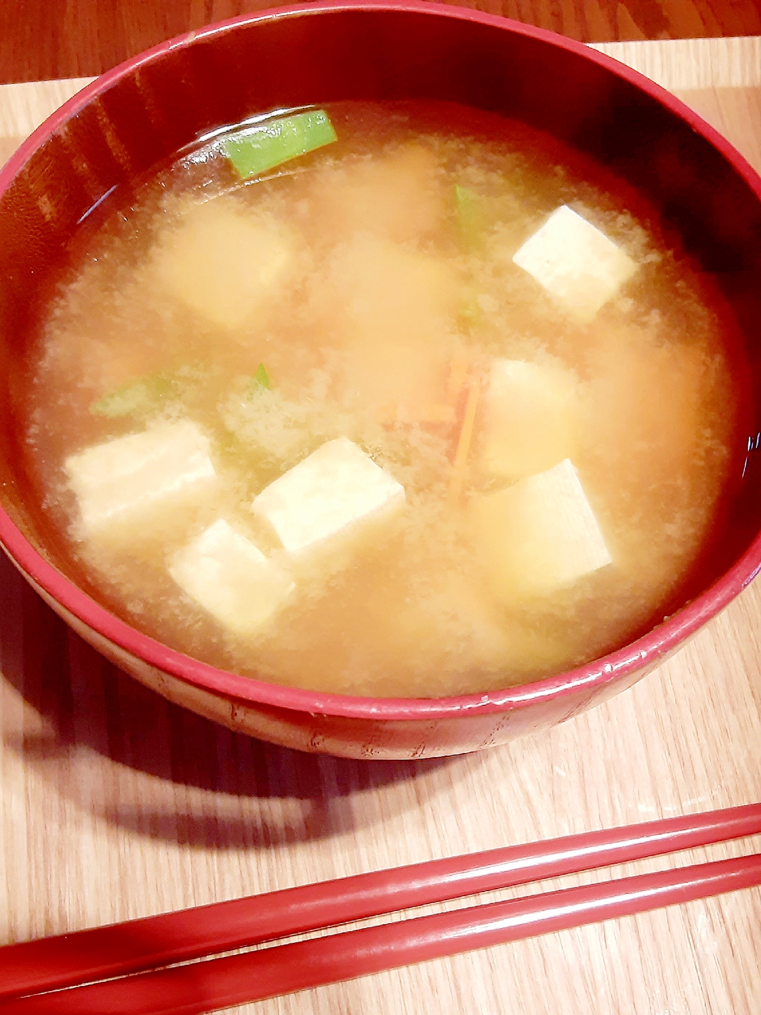 簡単♪ささげと豆腐のお味噌汁