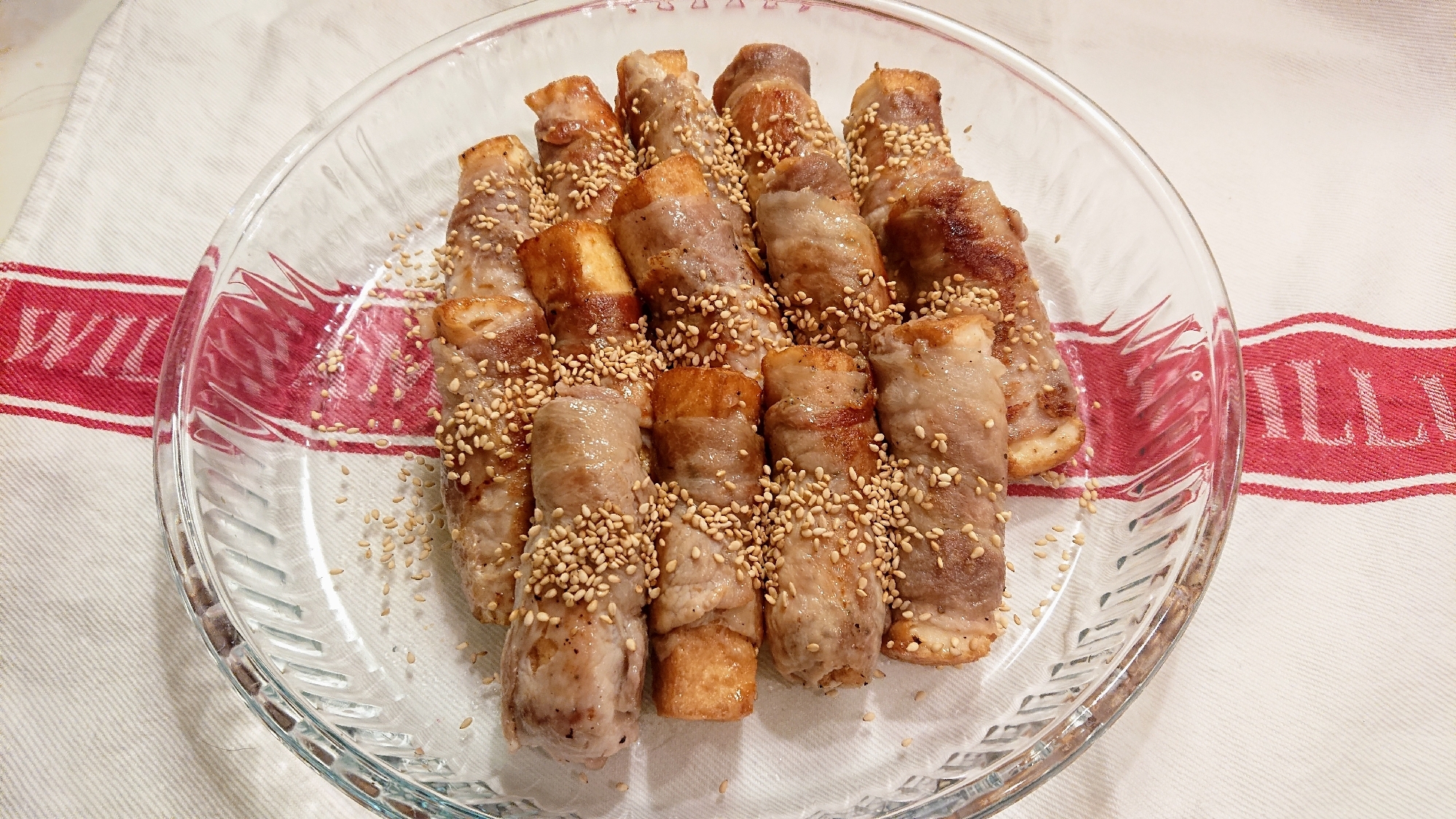 節約レシピ♪豚肉の厚揚げ巻き☆
