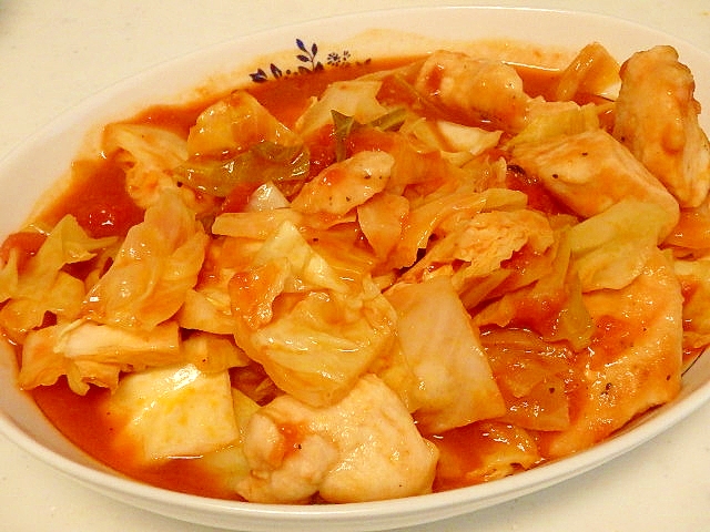簡単 鶏むね肉とキャベツのトマト煮込み レシピ 作り方 By めい 楽天レシピ