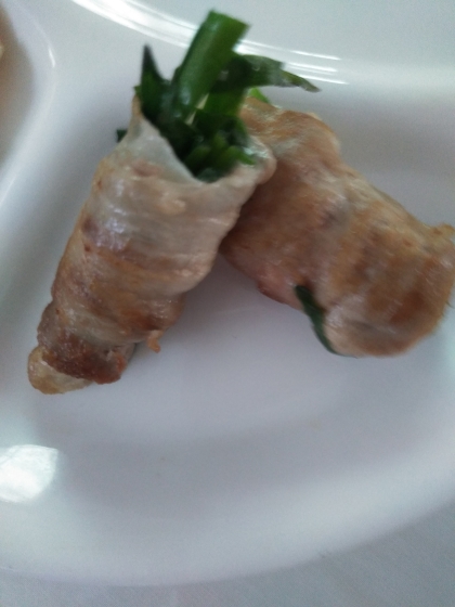 豚こま肉で♡にらの豚肉巻き