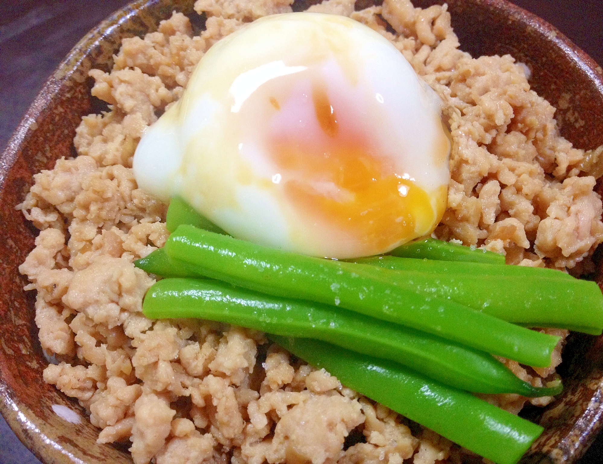 「温玉のせ♪鶏そぼろ丼」♪(*^^*)