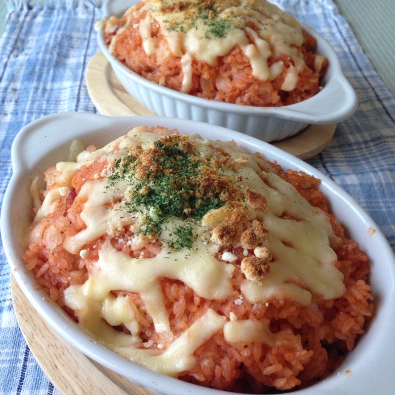 ケチャップご飯のチーズ焼き♪