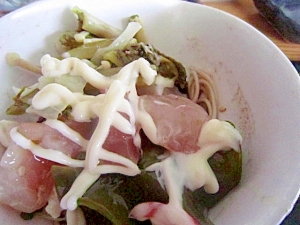 鮪と雌株(=^・^=)素麺サラダ