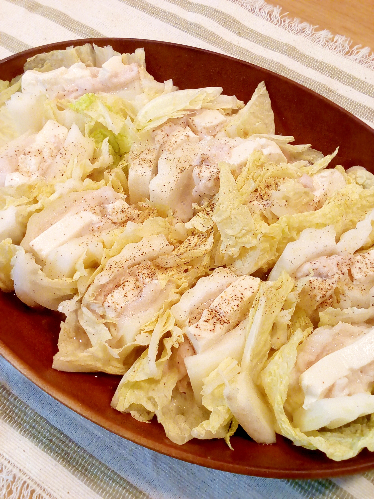 ♪味覇と生姜で美味い♡白菜,豚肉,豆腐の重ね蒸し♪