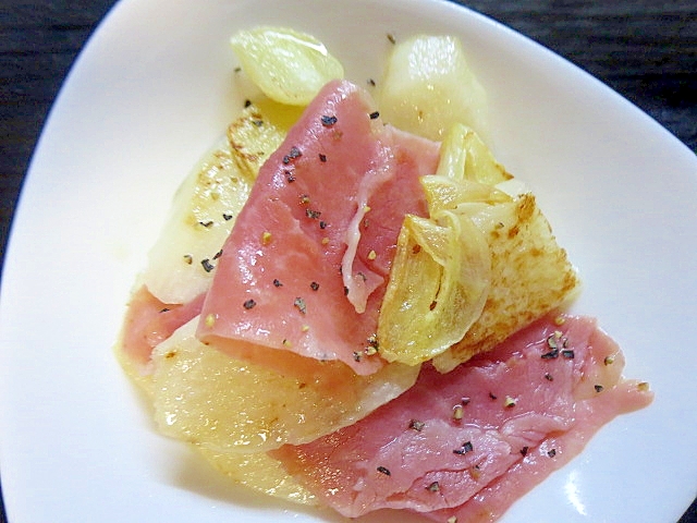 生ハムと山芋のにんにく炒め