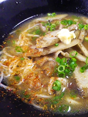 豚ばらごぼうの味噌素麺
