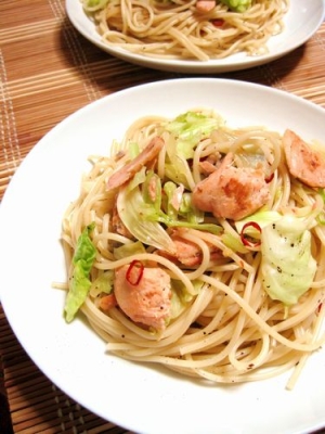 鮭とキャベツの簡単パスタ レシピ 作り方 By ｙａｍａｔ 楽天レシピ