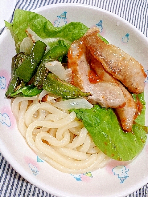 焼き肉用の豚肉でコチュ味噌だれあえうどん