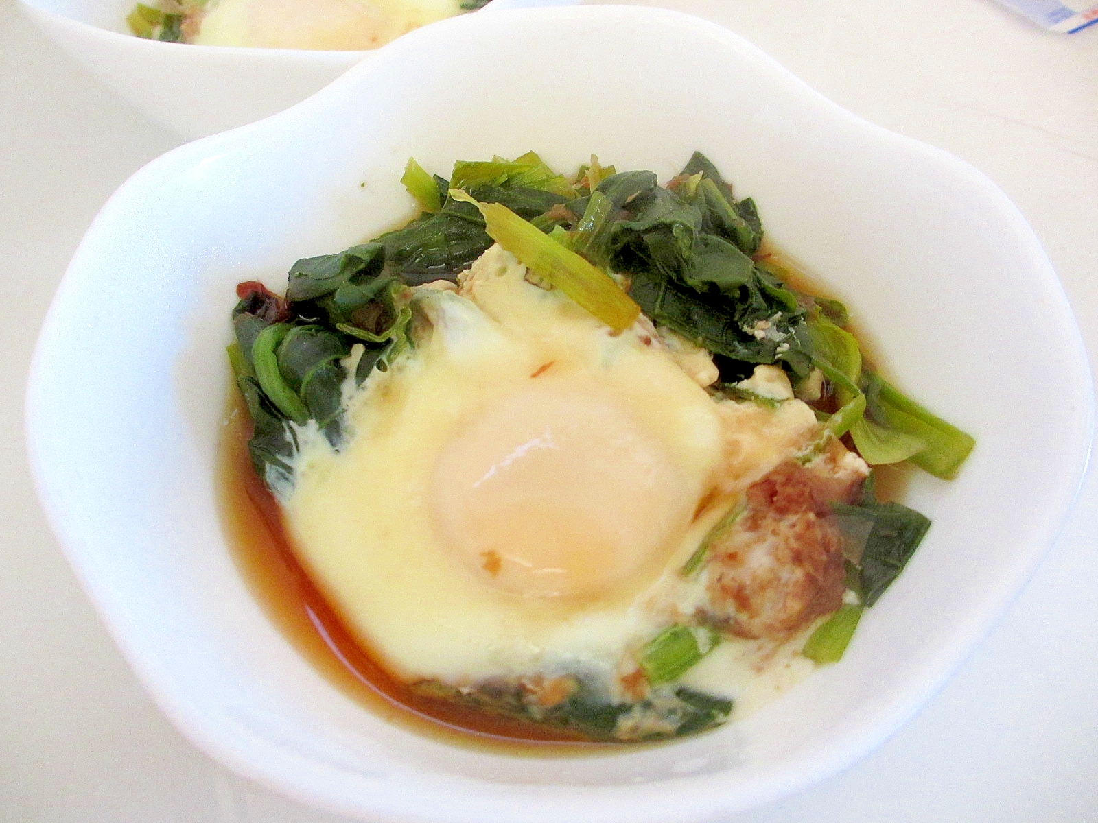 小松菜と卵の煮物