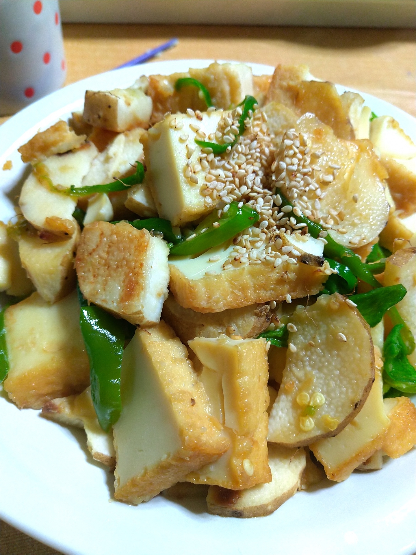 厚揚げと長芋の甘辛炒め