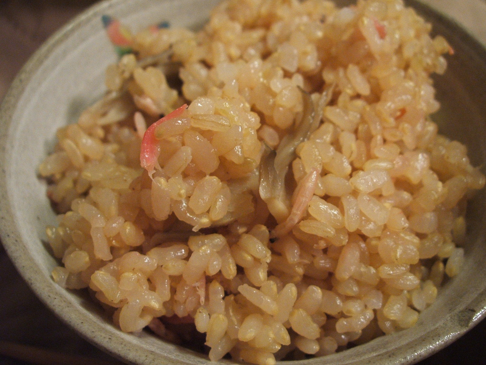 干しエビとマイタケの玄米炊き込みご飯