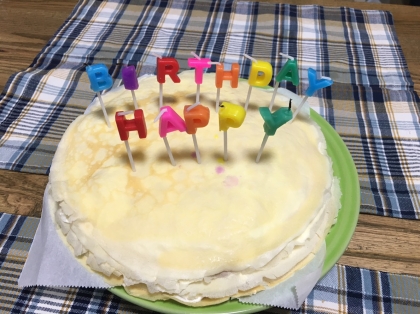 夫の誕生日ケーキに、イチゴもサンドして作りました^ ^