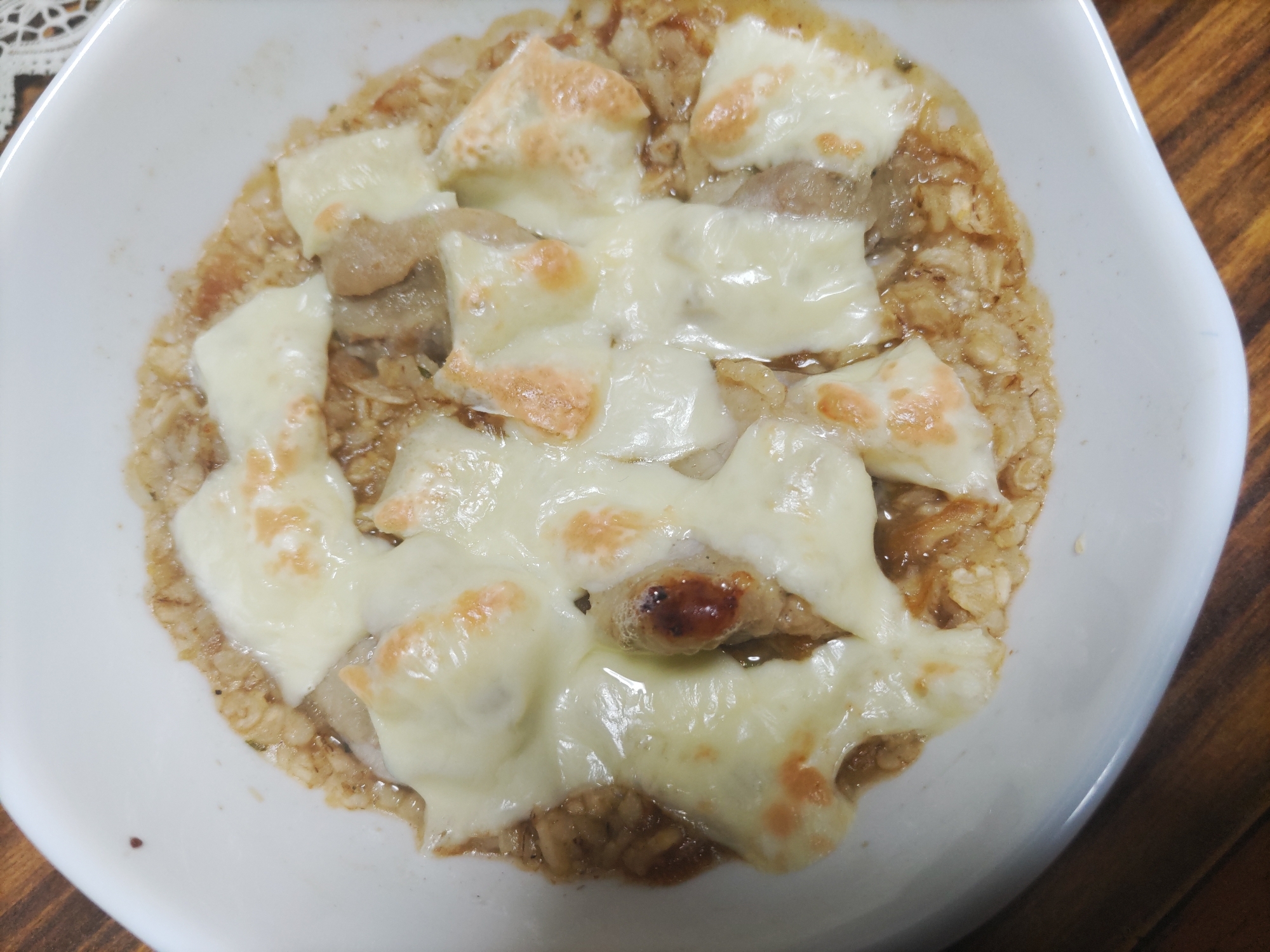 オニオングラタンスープの素で鶏肉オートミールドリア