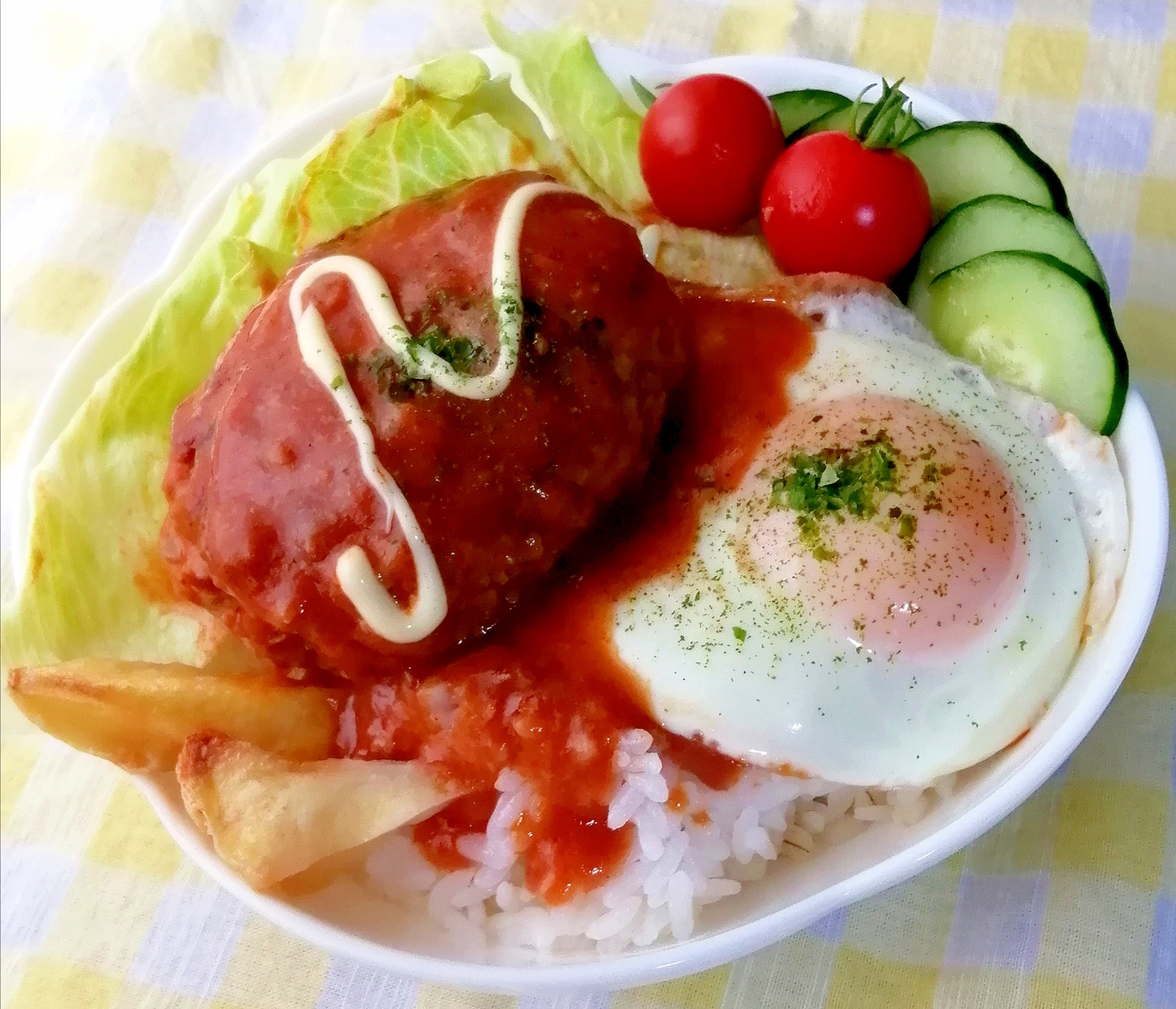 ⭐ロコモコ丼⭐余った煮込みハンバーグ＆ソース活用！
