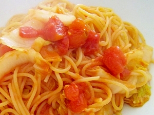 フライパンで作る☆白菜のトマトミルクスパゲティ☆