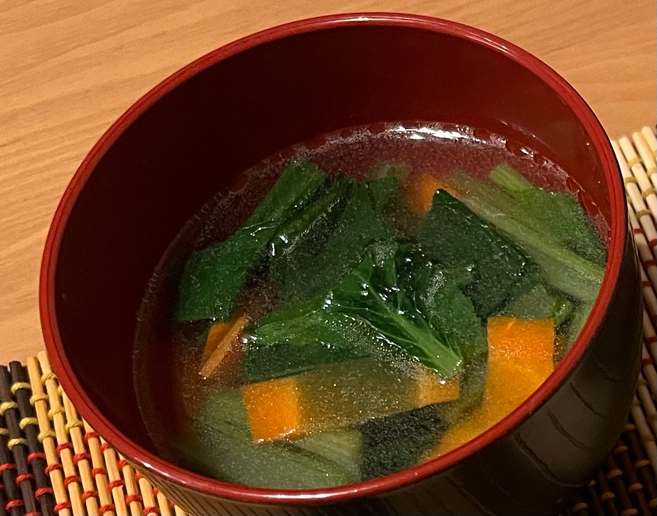 小松菜と人参の中華スープ