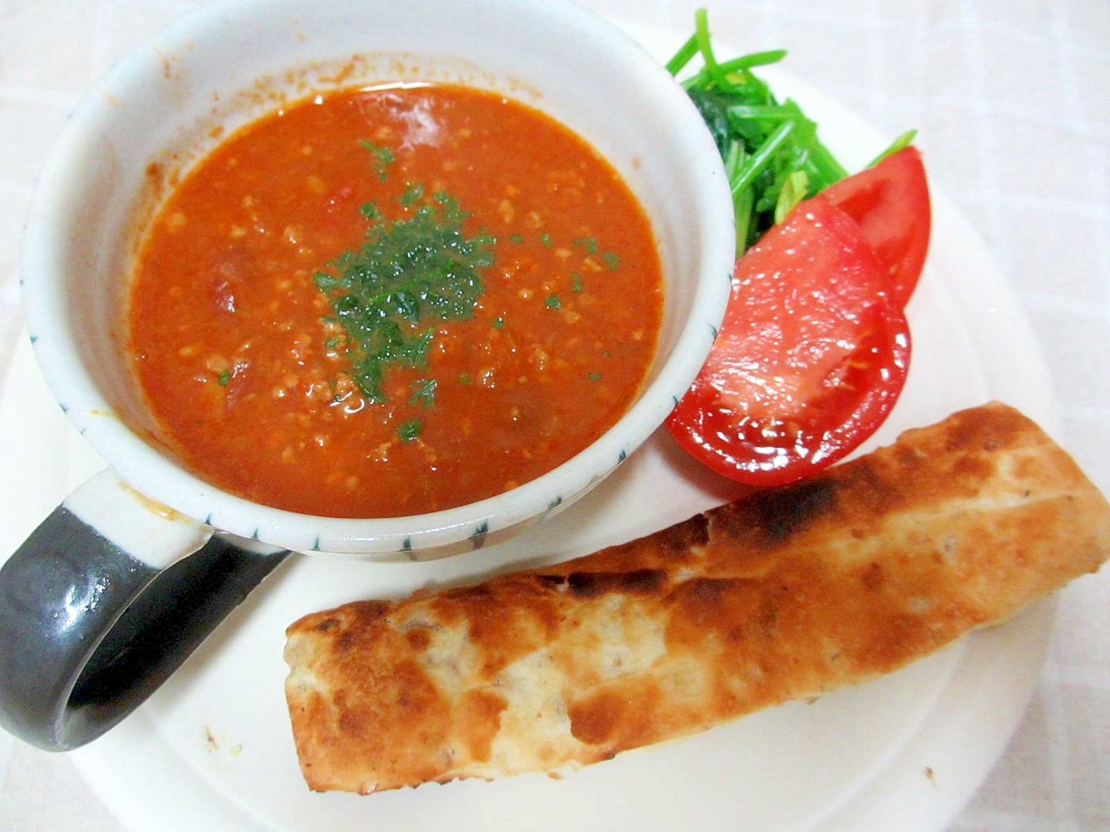 チリビーンズ風スープの朝パンプレート