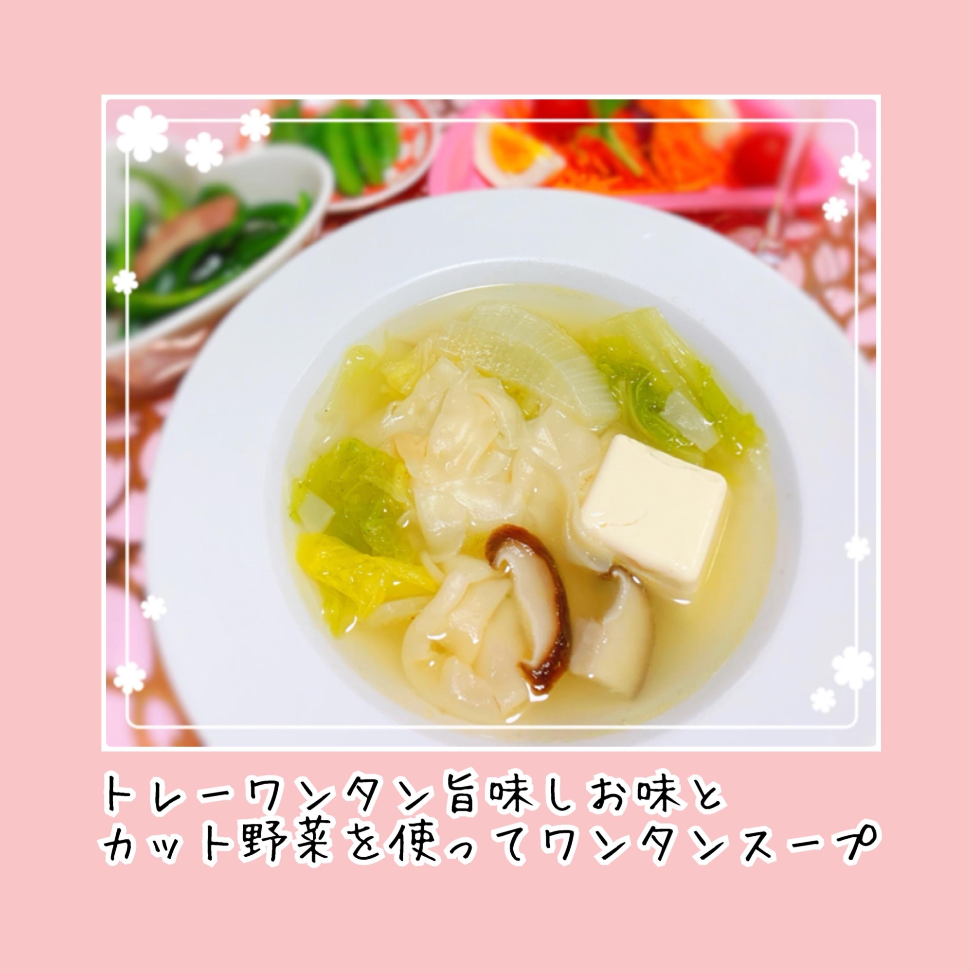 トレーワンタン旨味しお味と野菜で簡単ワンタンスープ