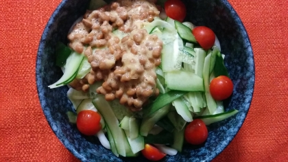 納豆ときゅうりのサラダうどん