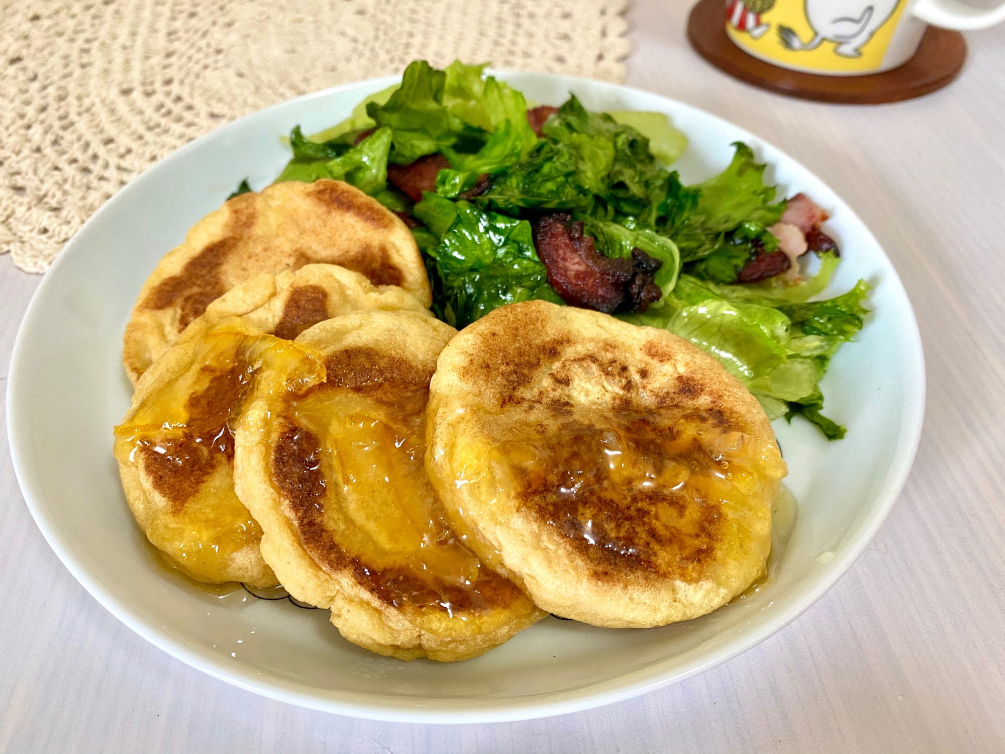 簡単で材料少ない 大豆粉でもちもちおかずパンケーキ レシピ 作り方 By うりたそ 楽天レシピ