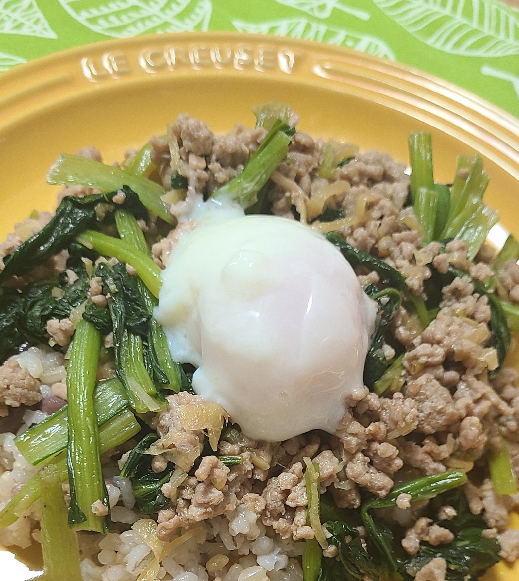 小松菜の甘辛煮丼