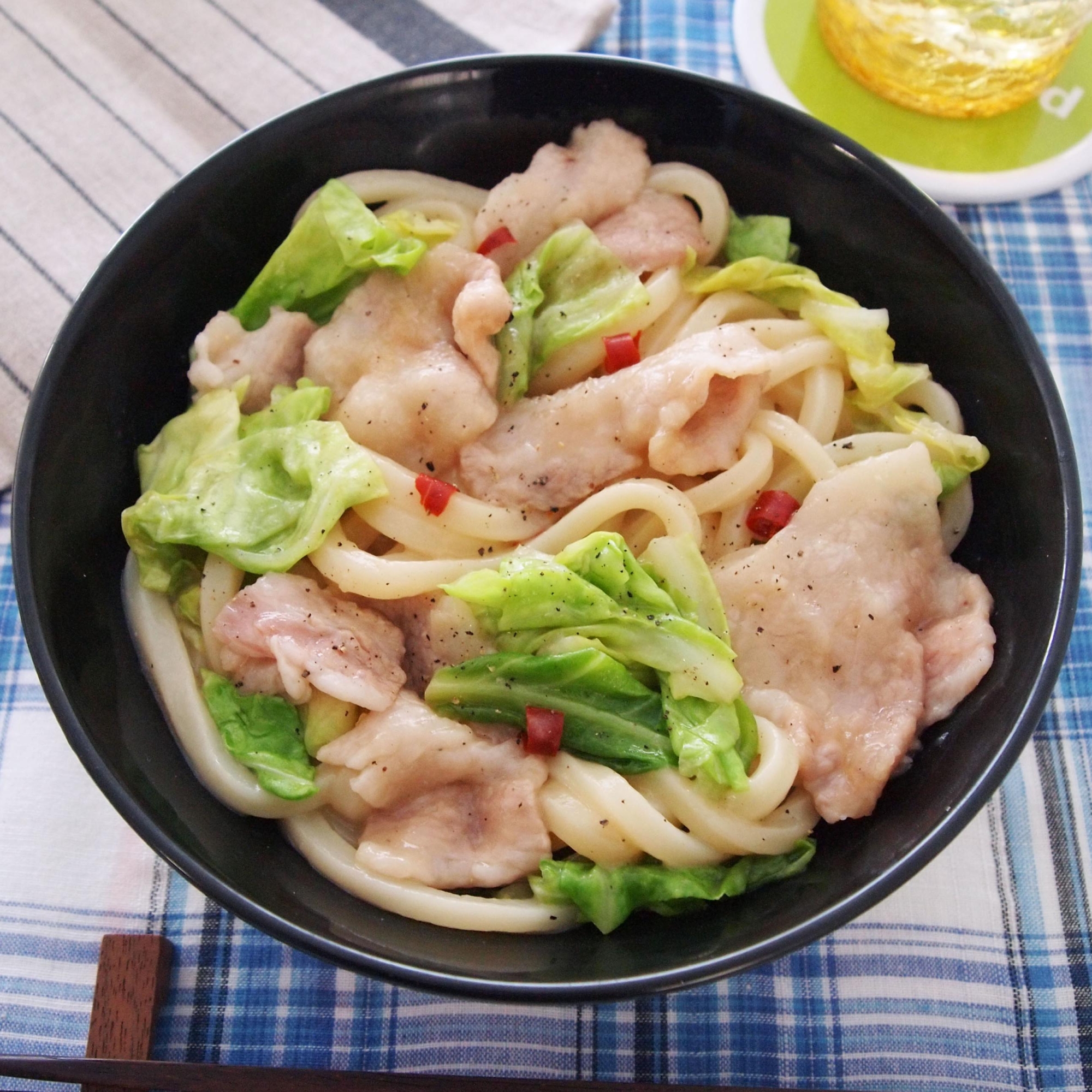 レンジで！豚バラキャベツうどん