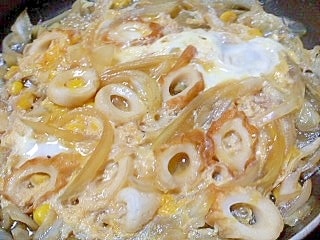 ちくわと残り野菜と冷凍コーンの卵とじ レシピ・作り方 by イ