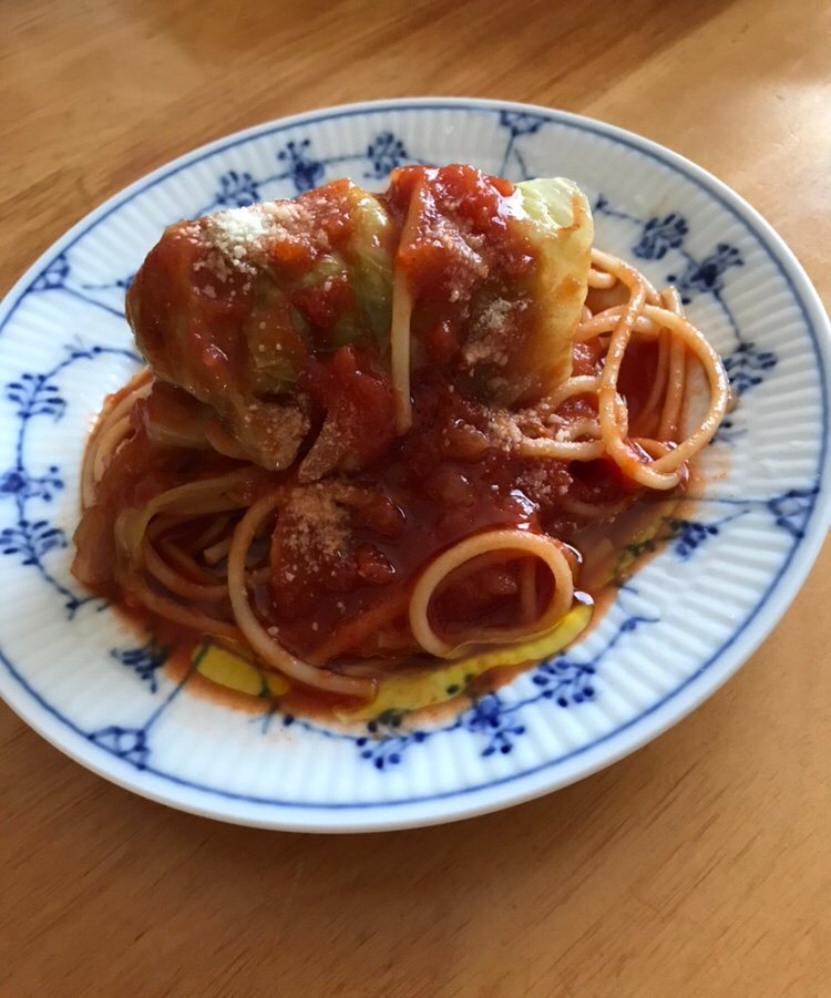 ロールキャベツトマトパスタ