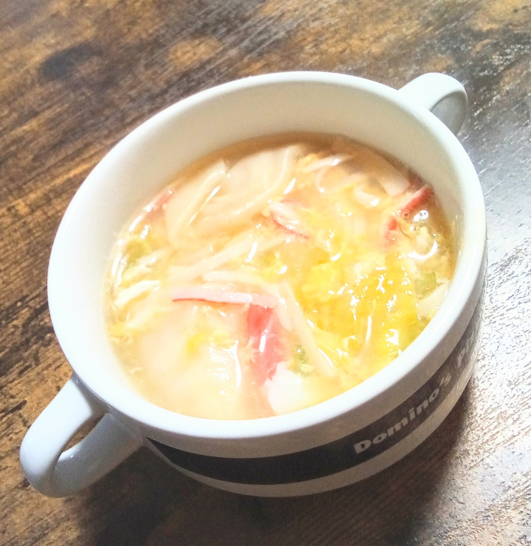 市販のワンタンDeレタスタマゴスープ