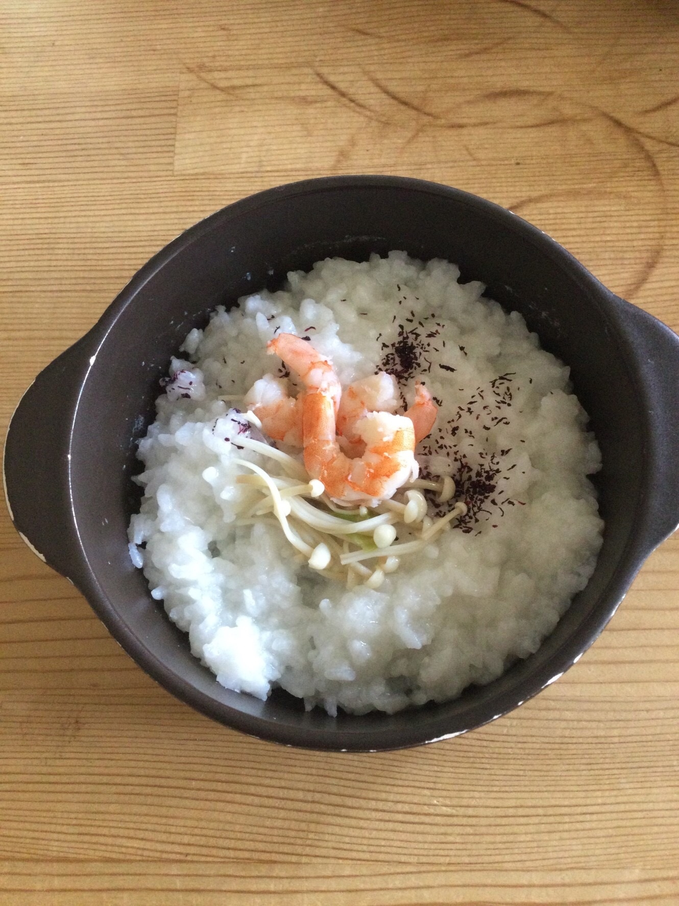 海老えのき乗せ☆温めご飯♪