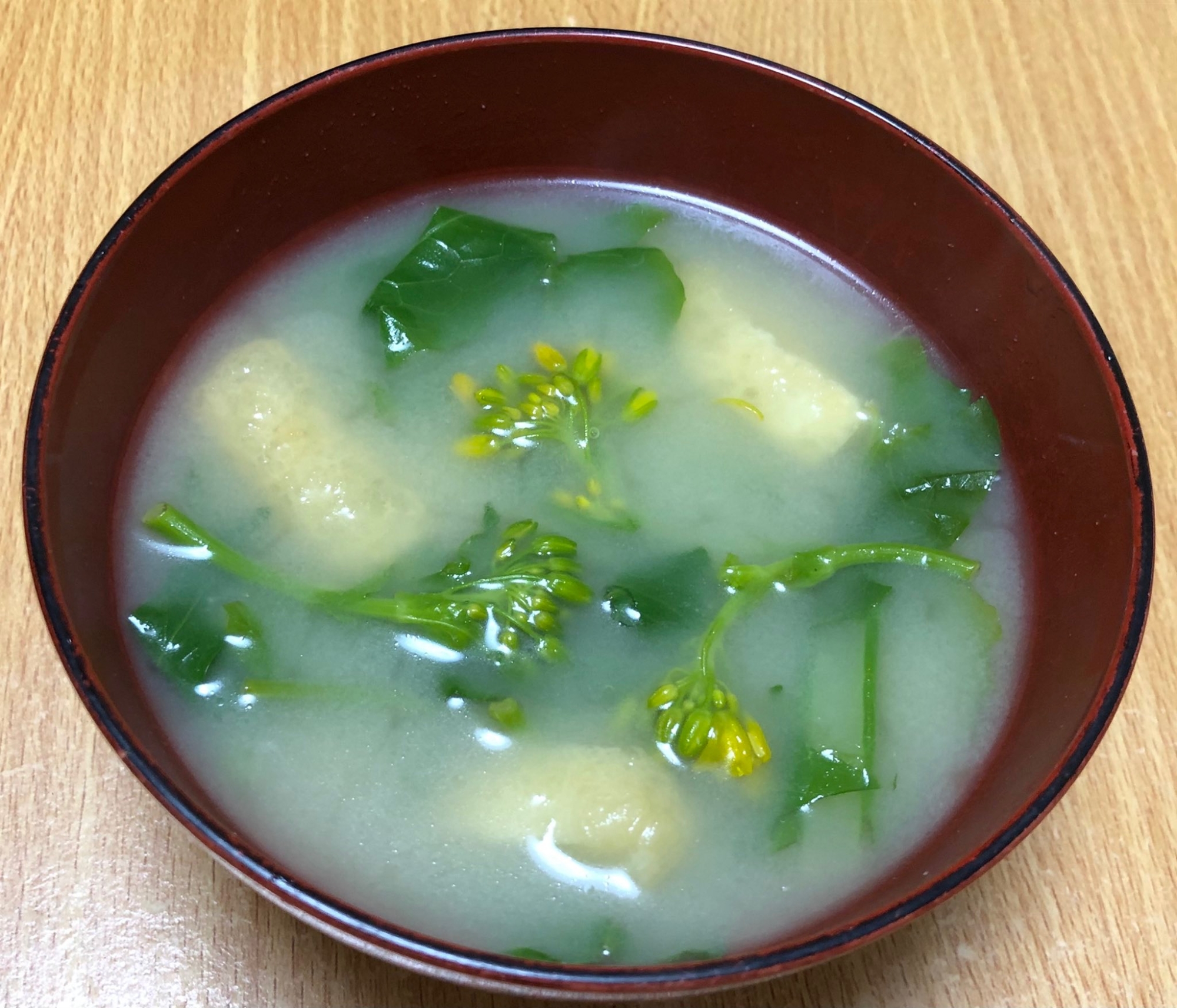 菜の花と油揚げのお味噌汁 レシピ 作り方 By Himumyanko 楽天レシピ