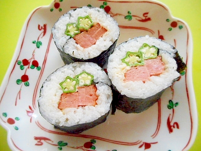焼き豚とオクラの巻き寿司