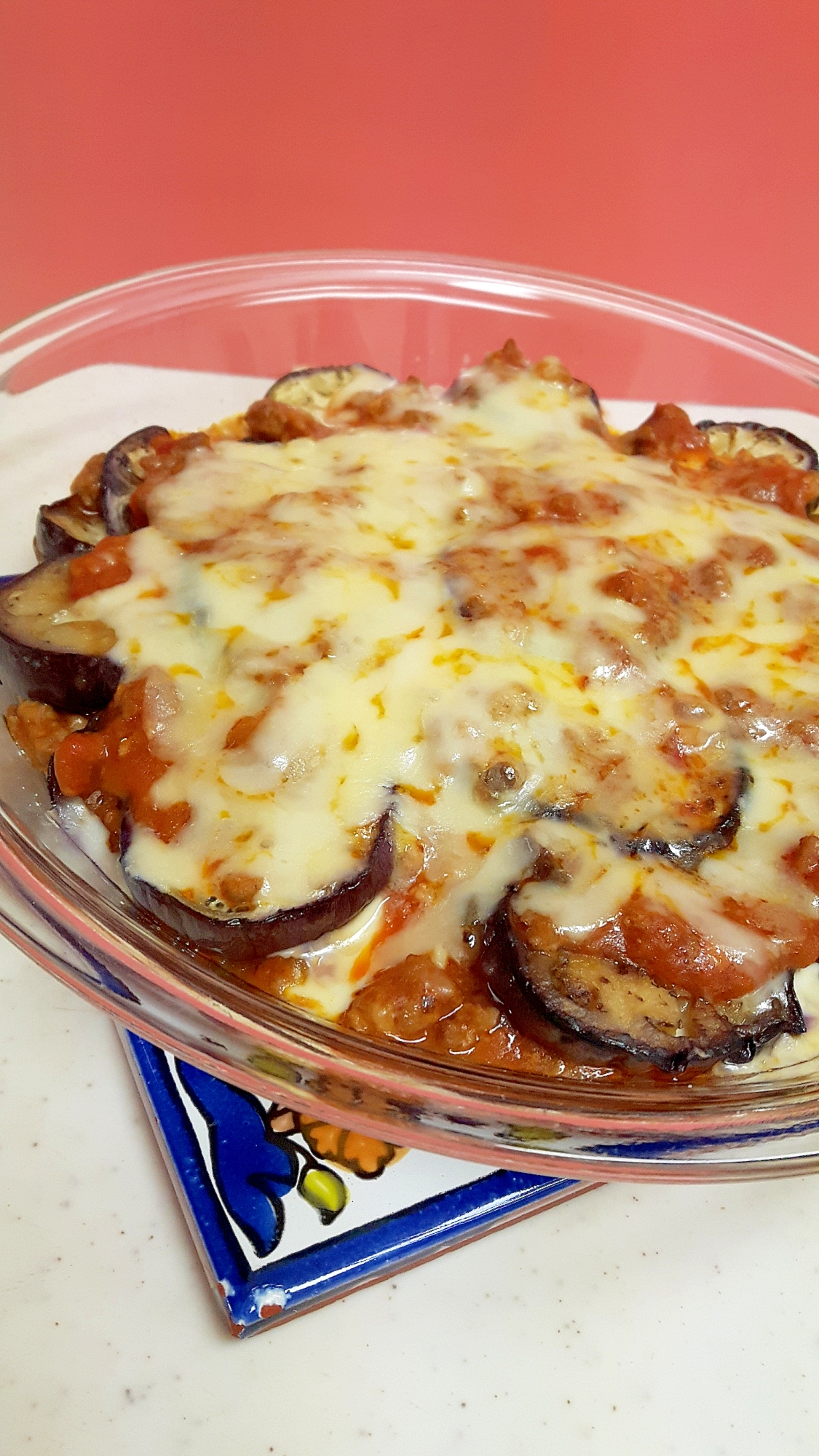 簡単!ナスとミートソースのチーズミルフィーユ焼き♪