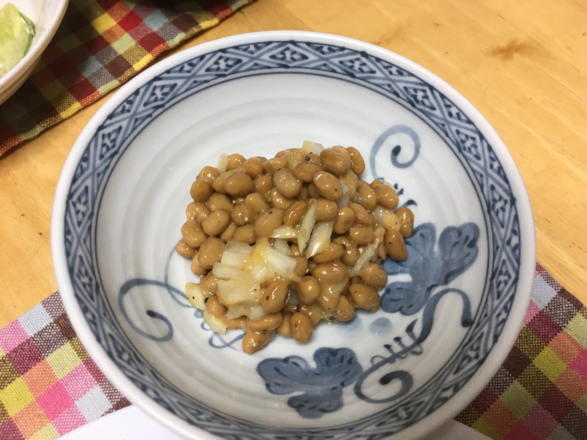 納豆のたまねぎと食べる辣油和え