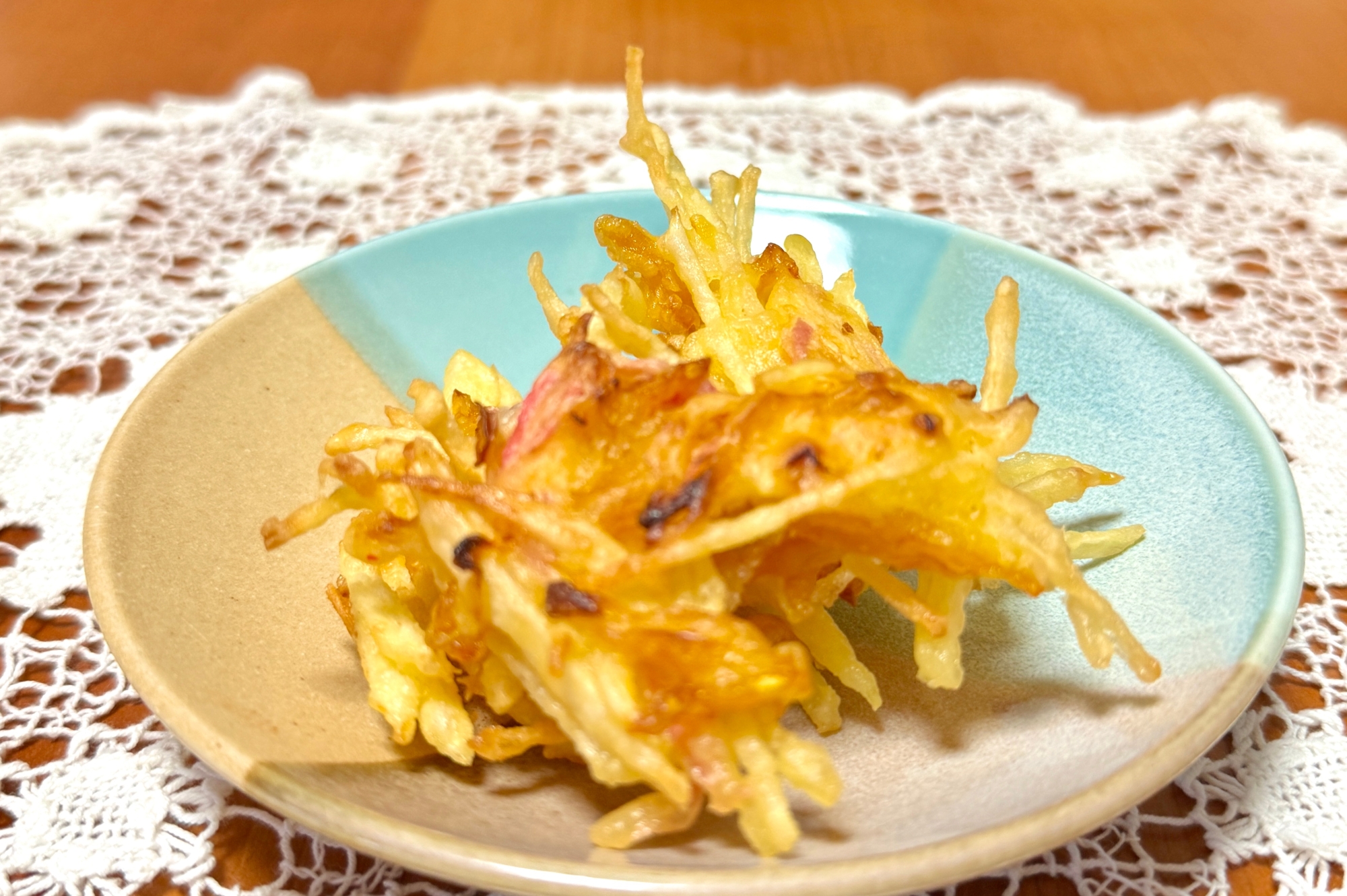 お弁当に！つぼ漬けとじゃがいもと紅生姜の☆かき揚げ