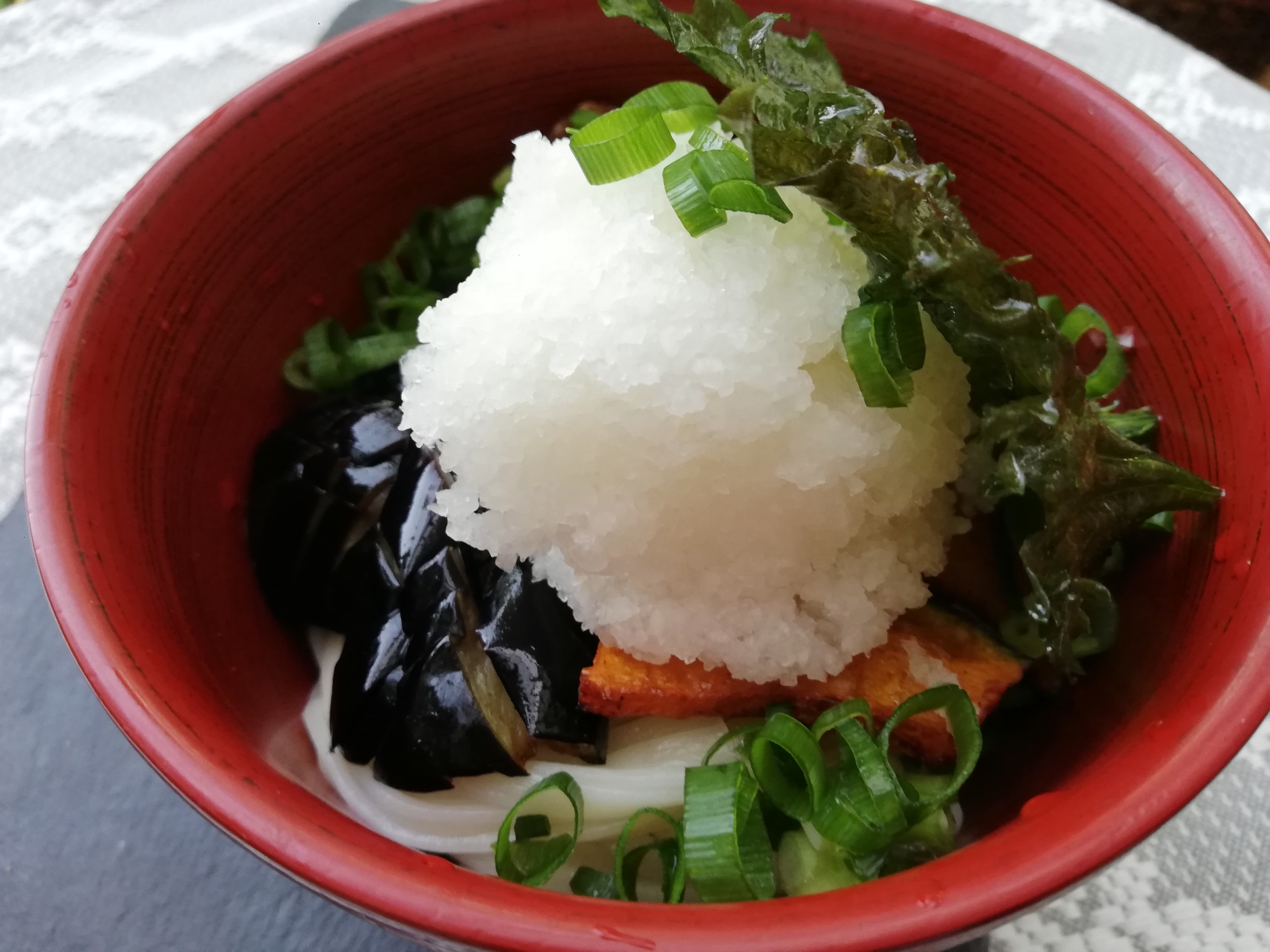 揚げ野菜とぶっかけおろし稲庭うどん