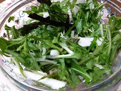 水菜が沢山あるのでどっさり入れました❗長芋だけのは作るけど水菜が入るとボリュームもアップして食べごたえがありますね❤️夫もお気に入りの一品になりました(＞∀＜)