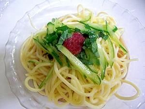 大葉と梅の和風冷製パスタ