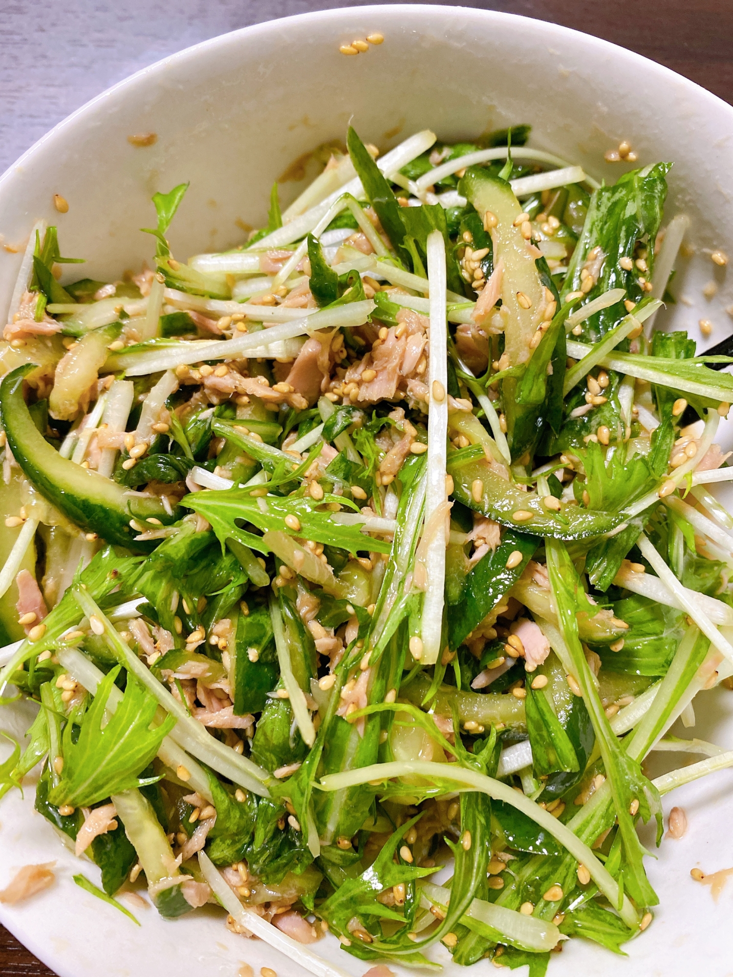 簡単！水菜ときゅうりの中華風サラダ