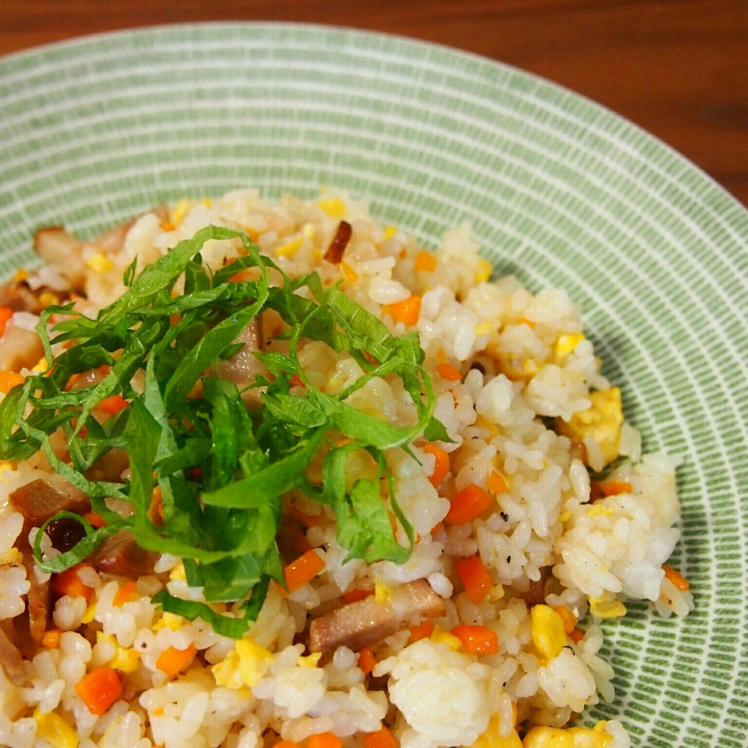 大葉にんにく醤油でウマウマ炒飯