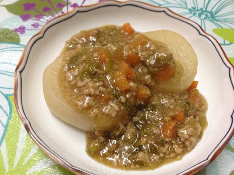 圧力鍋で柔らか！大根と豚ひき肉のとろとろあんかけ♬