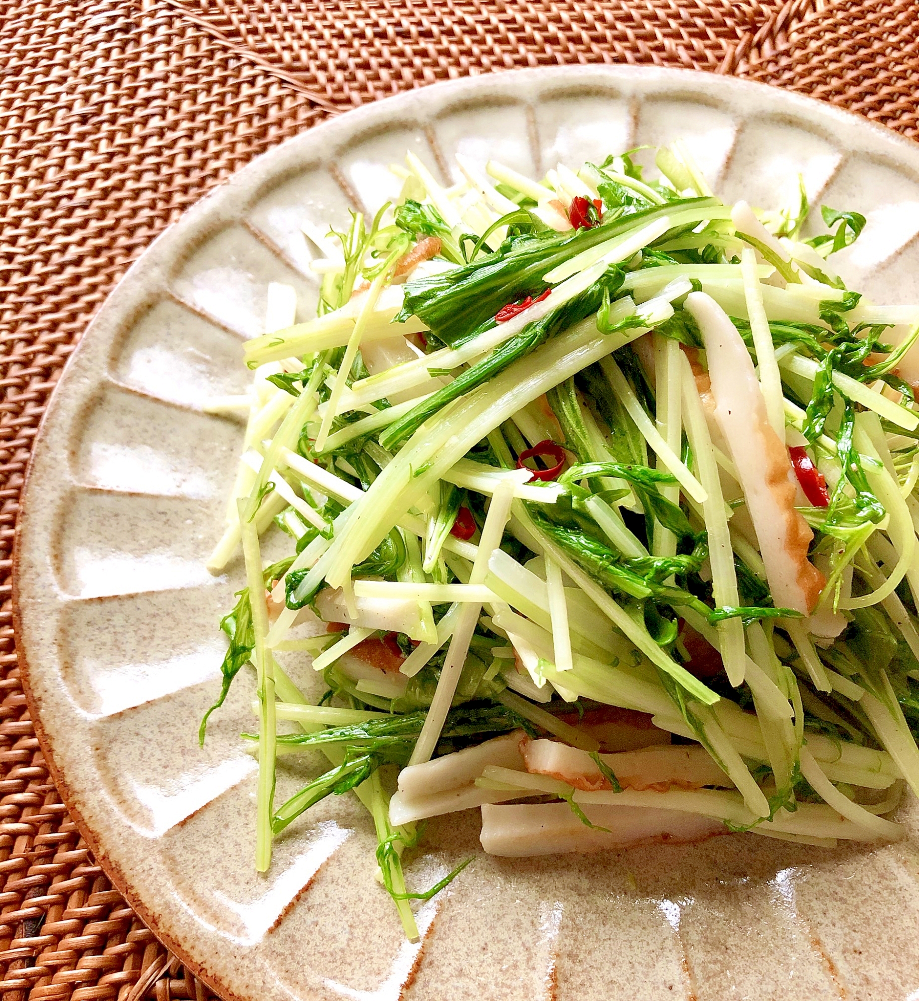 ぱぱっと一品！水菜とちくわのペペロン炒め