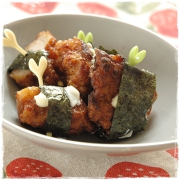 海苔でハチマキして！　　「海苔巻き唐揚げ」　　♪♪