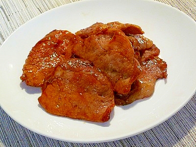 豚生姜焼き肉で照り焼き